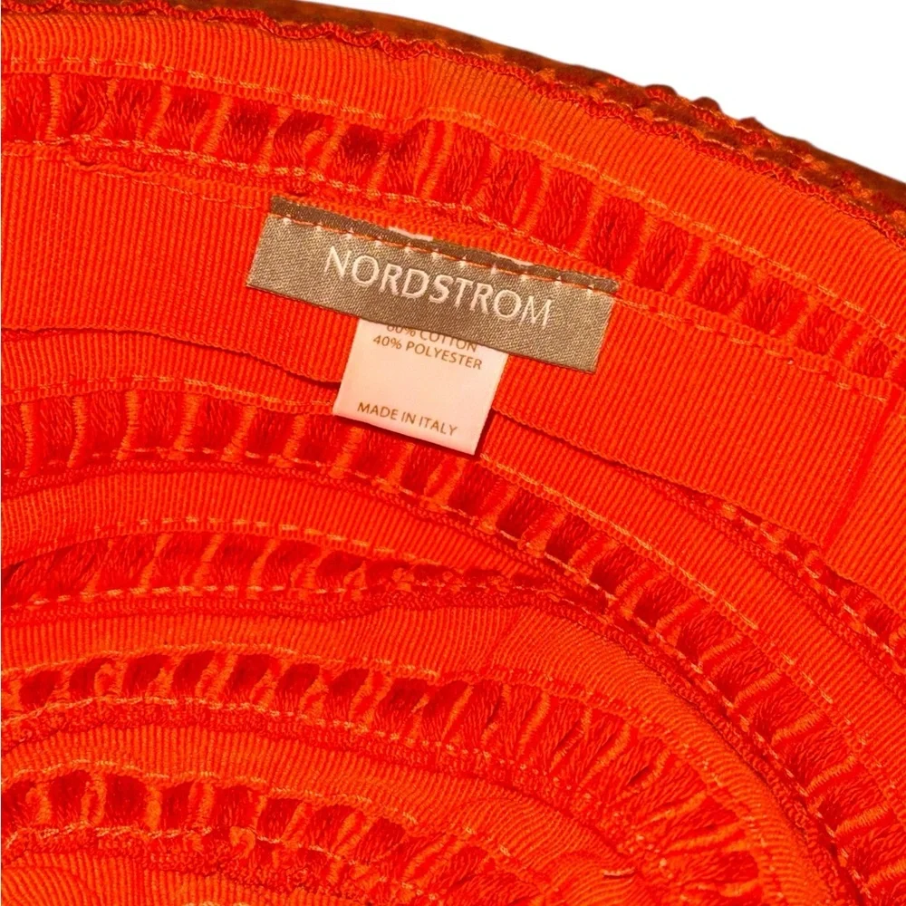 Made in Italy Bright Orange Striped Nordstrom Sun Hat - Beach Day Vacation